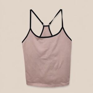 Love & Sports Built In Bra Racerback Tank Pink Black Trim XXL